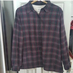 LL Bean Plaid Fleece Lined Flannel Shirt